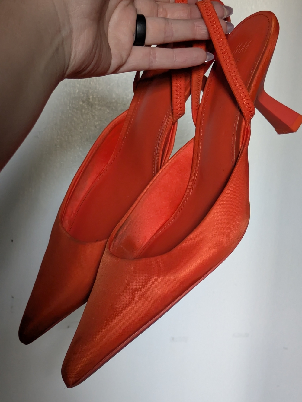 H&M Orange Pointed Slingback Heels